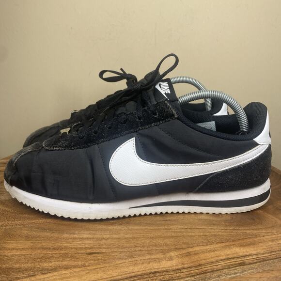 Nike Cortez Basic Nylon Obsidian Mens Black And White Size 11.5 Shoes Sneakers - Picture 2 of 10